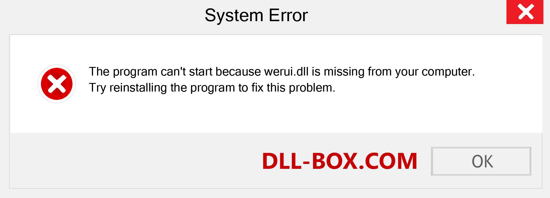  werui.dll file is missing?. Download for Windows 7, 8, 10 - Fix  werui dll Missing Error on Windows, photos, images